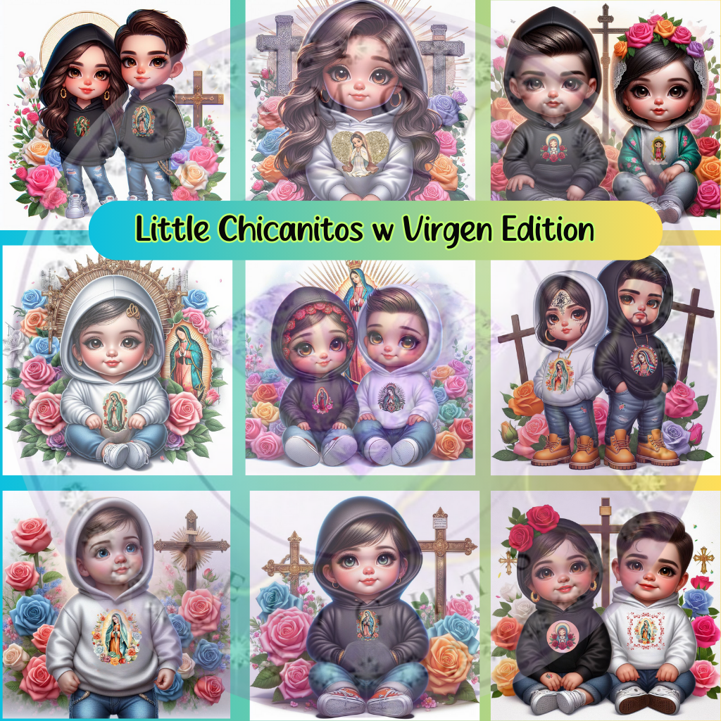 60+ Little Chicanitos w Virgen Digital Images