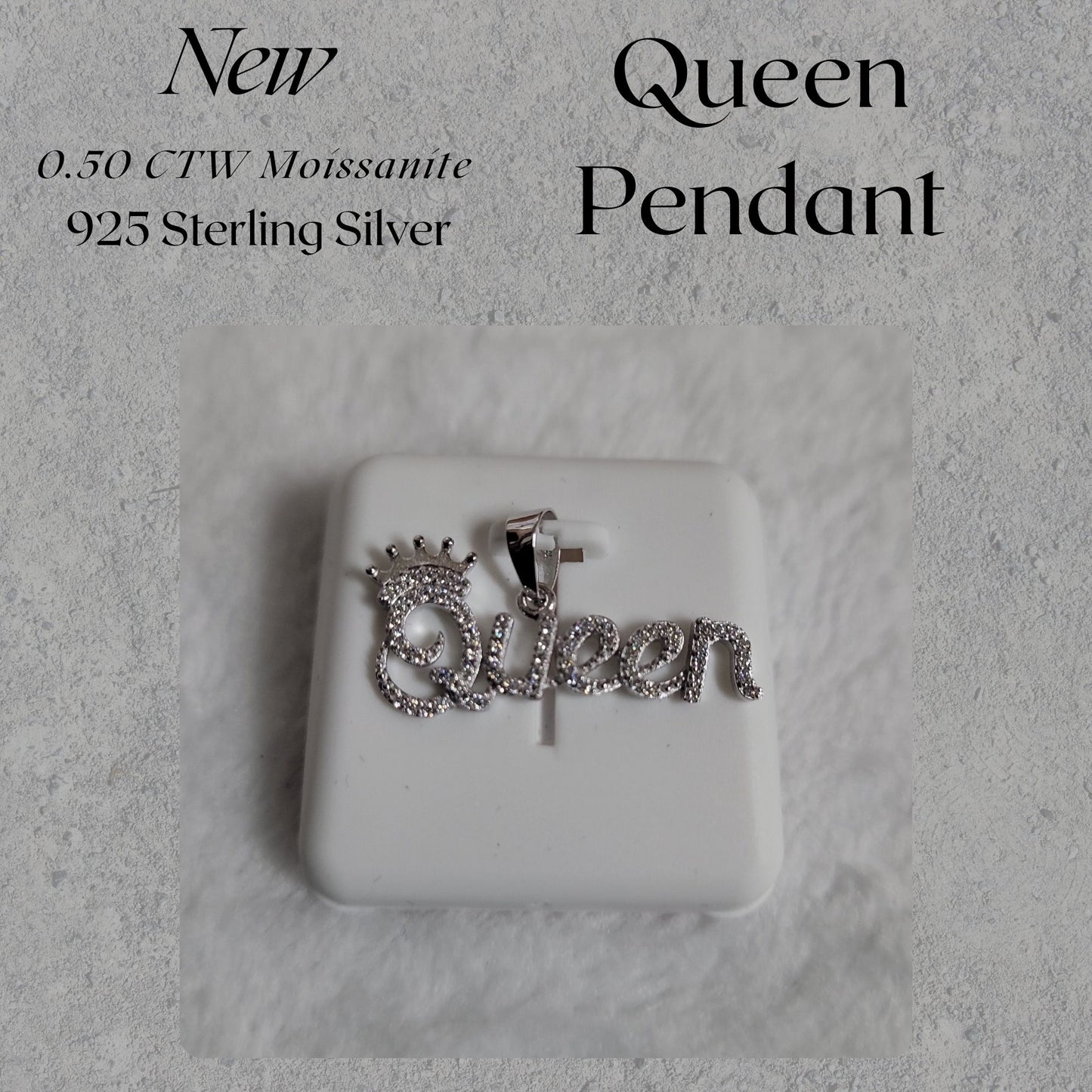 0.50 CTW Moissanite Queen Pendant – 925 Sterling Silver Necklace Women’s Gift
