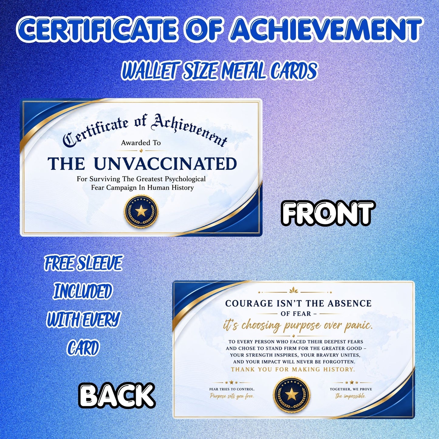 Certificate Of Achievement - Wallet Size Metal Cards