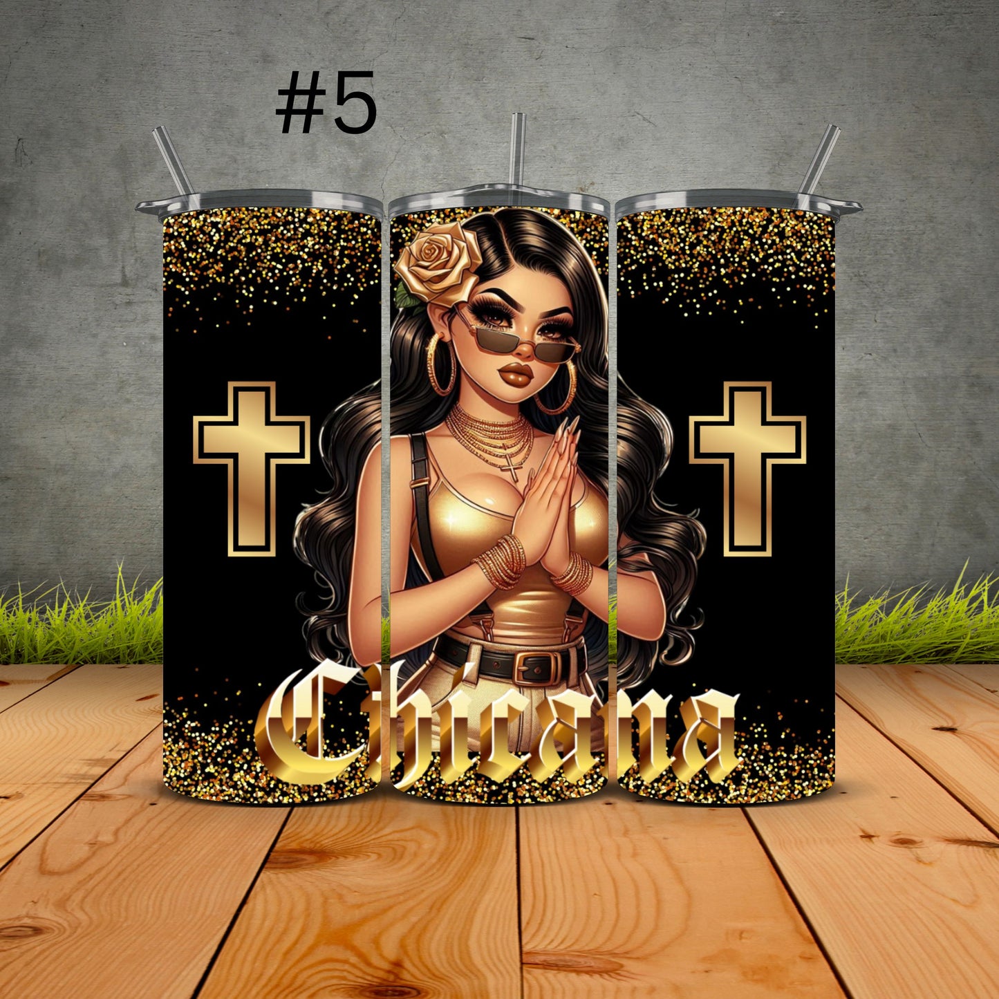 Chicana Golden Prayers Tumblers