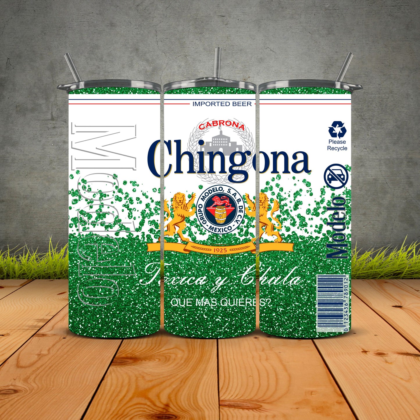 Chingona Vibes Only Modelo Inspired Green Glitter
