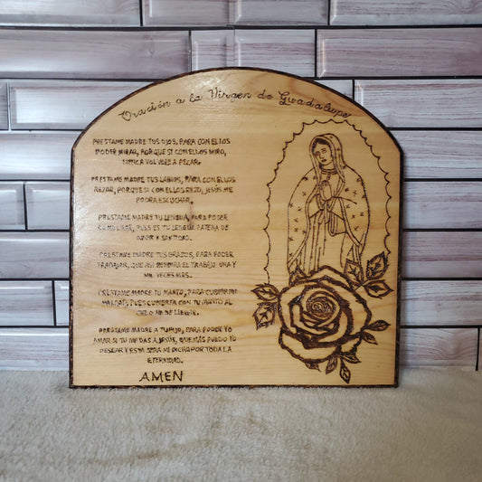 Hand Crafted Virgen Prayer Wood Frame