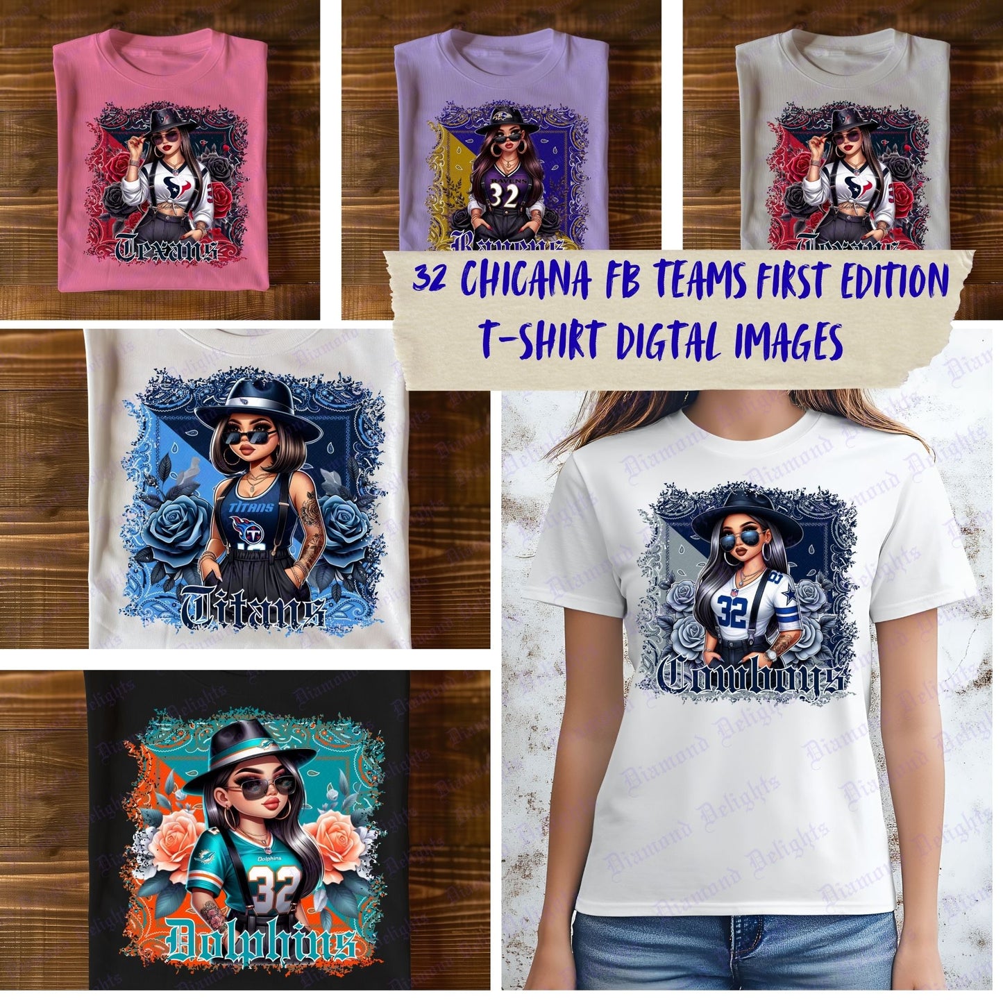 Chicana FB Teams 1st Edition T-Shirt Digital Images (32 images)