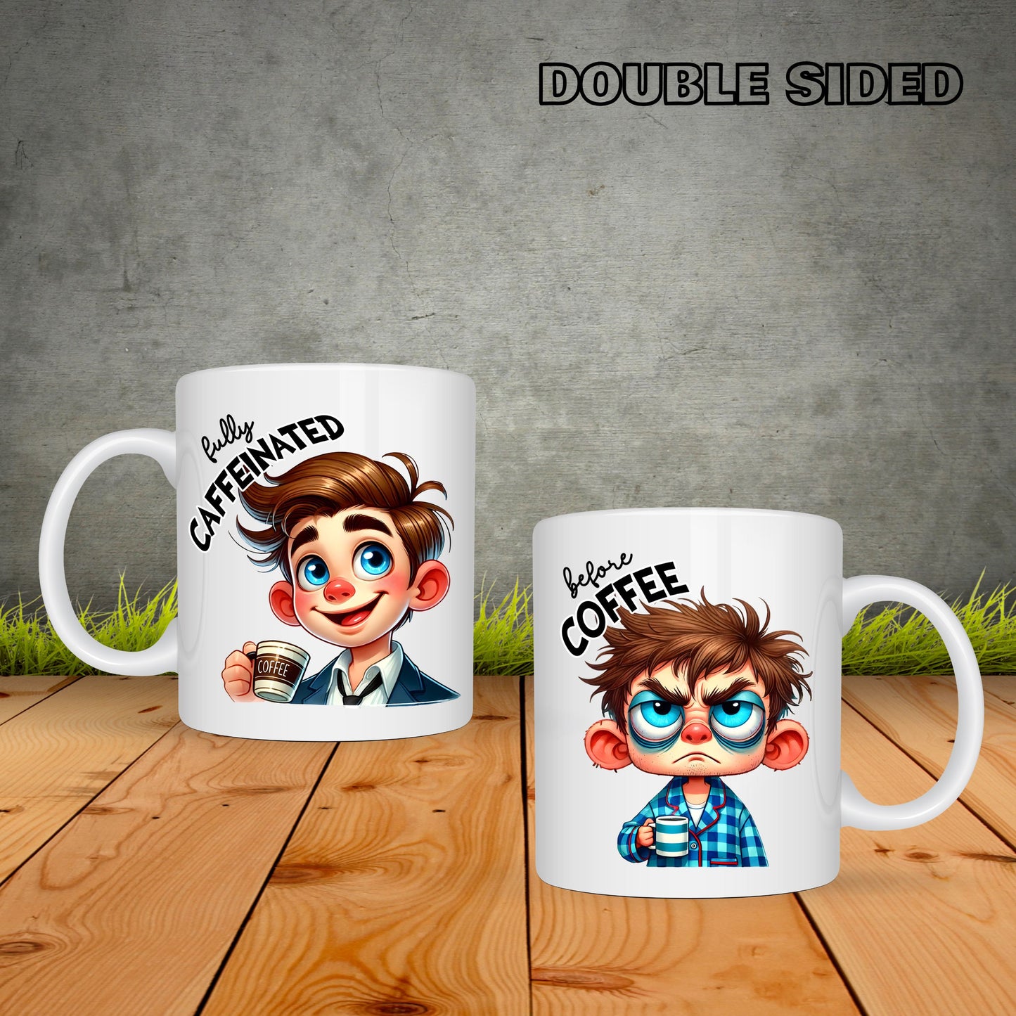 Boy Before And After Coffee - Coffee Mug
