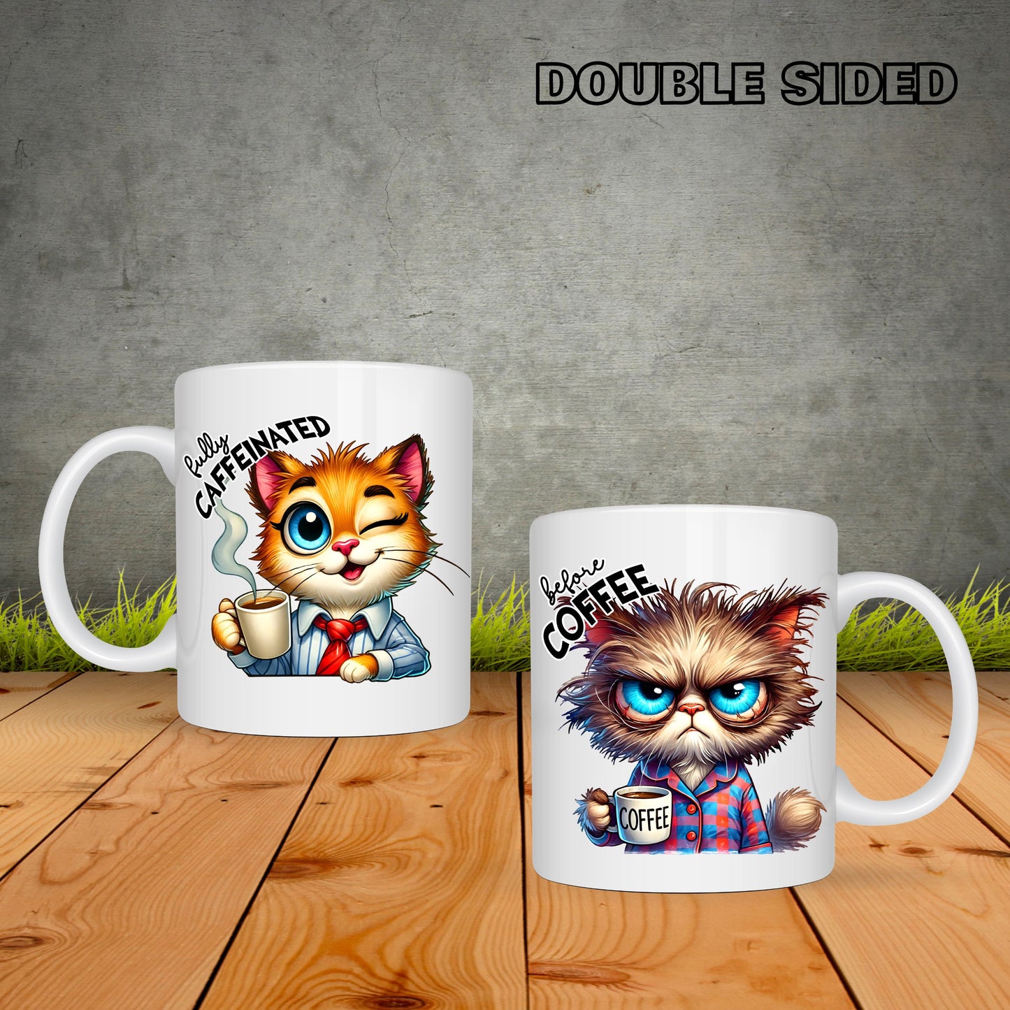 Cat Before And After Coffee - Coffee Mug
