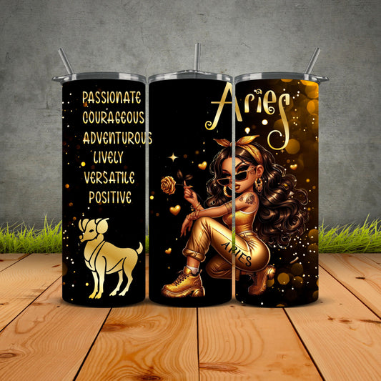 Chicana Golden Zodiac Tumblers