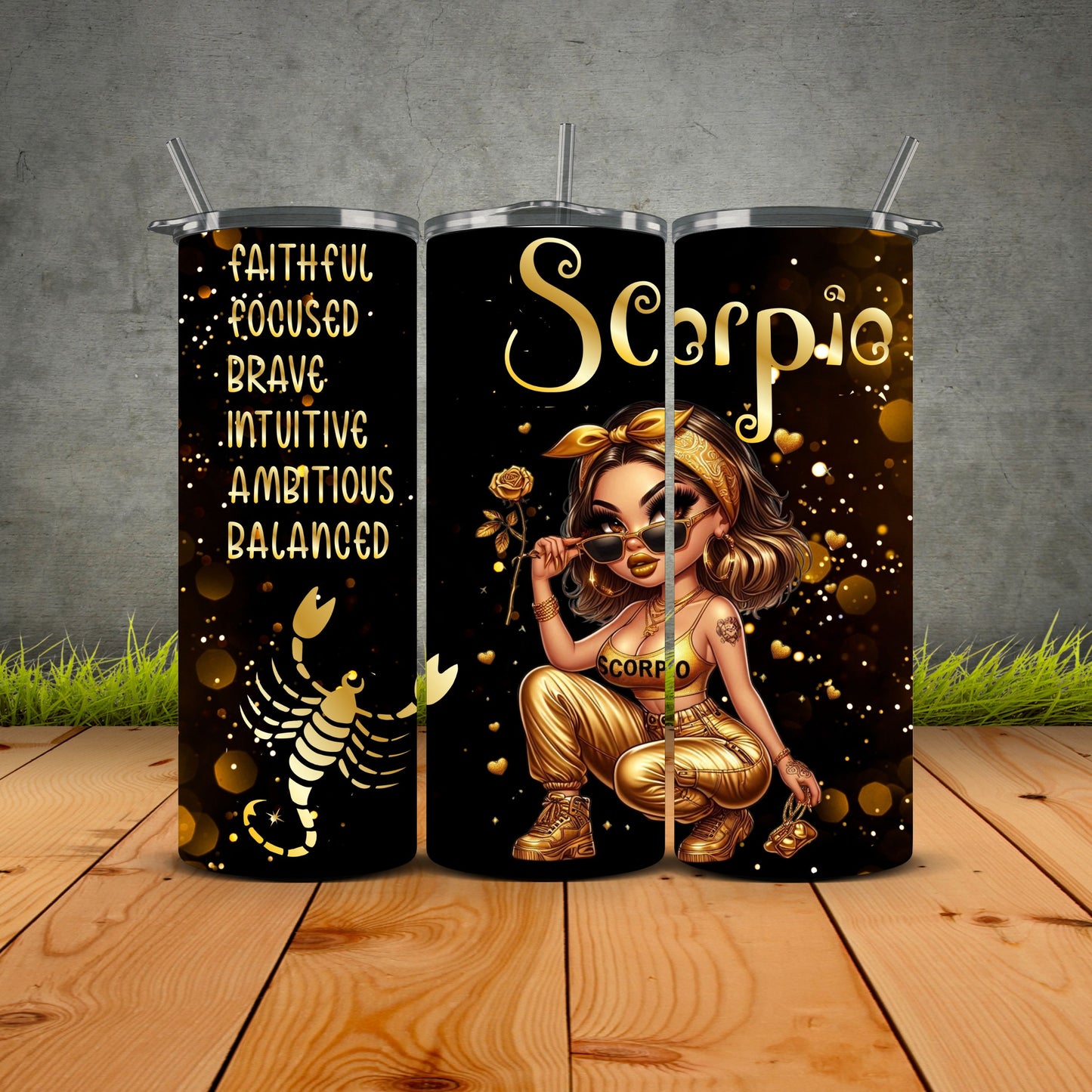 Chicana Golden Zodiac Tumblers