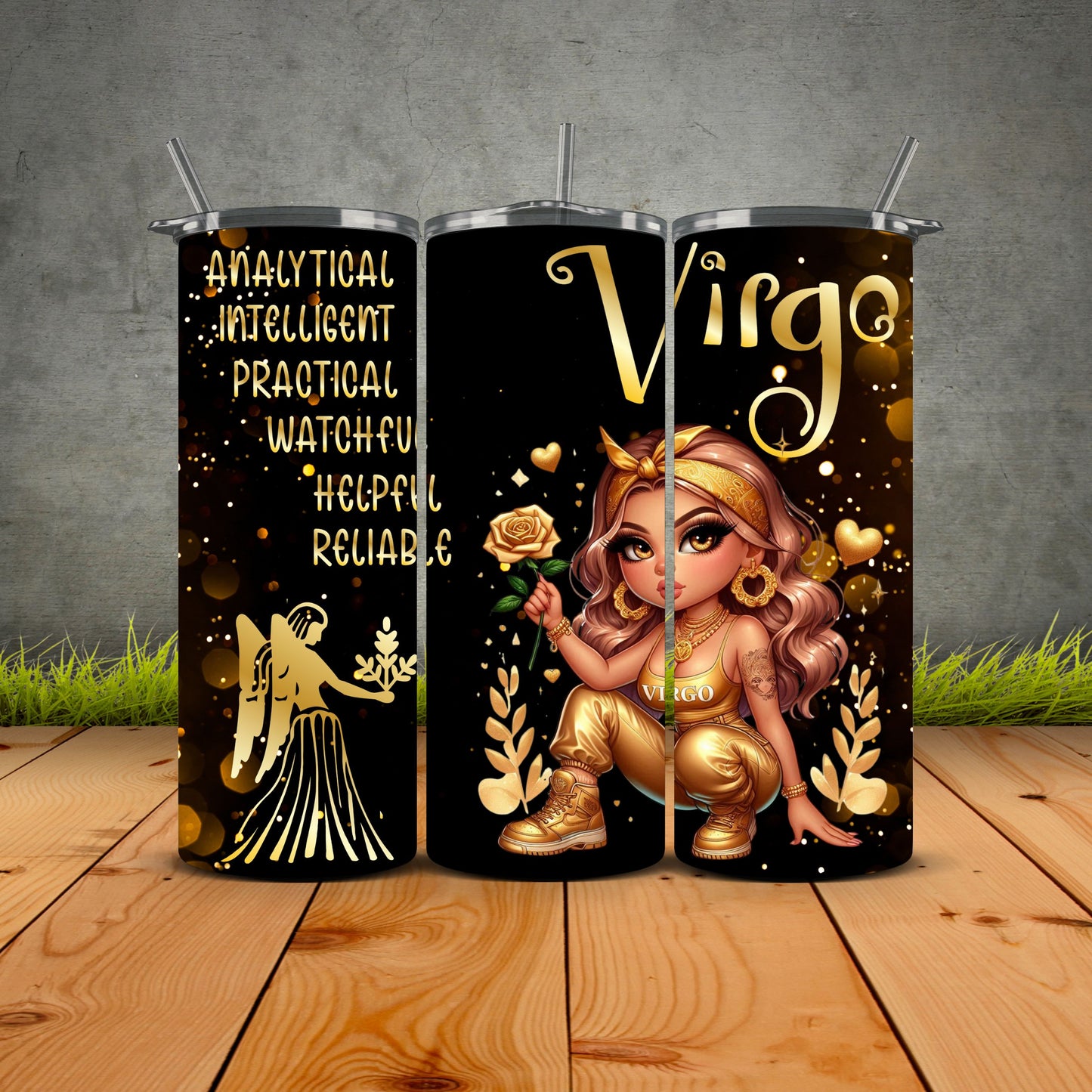 Chicana Golden Zodiac Tumblers