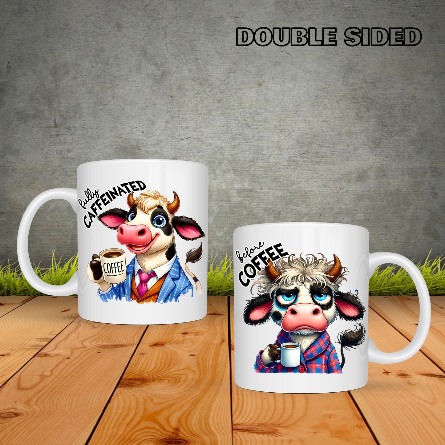 Cow Before And After Coffee - Coffee Mug
