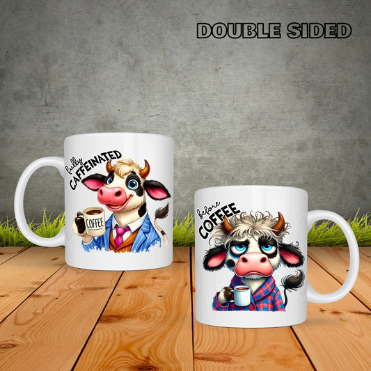 Cow Before And After Coffee - Coffee Mug