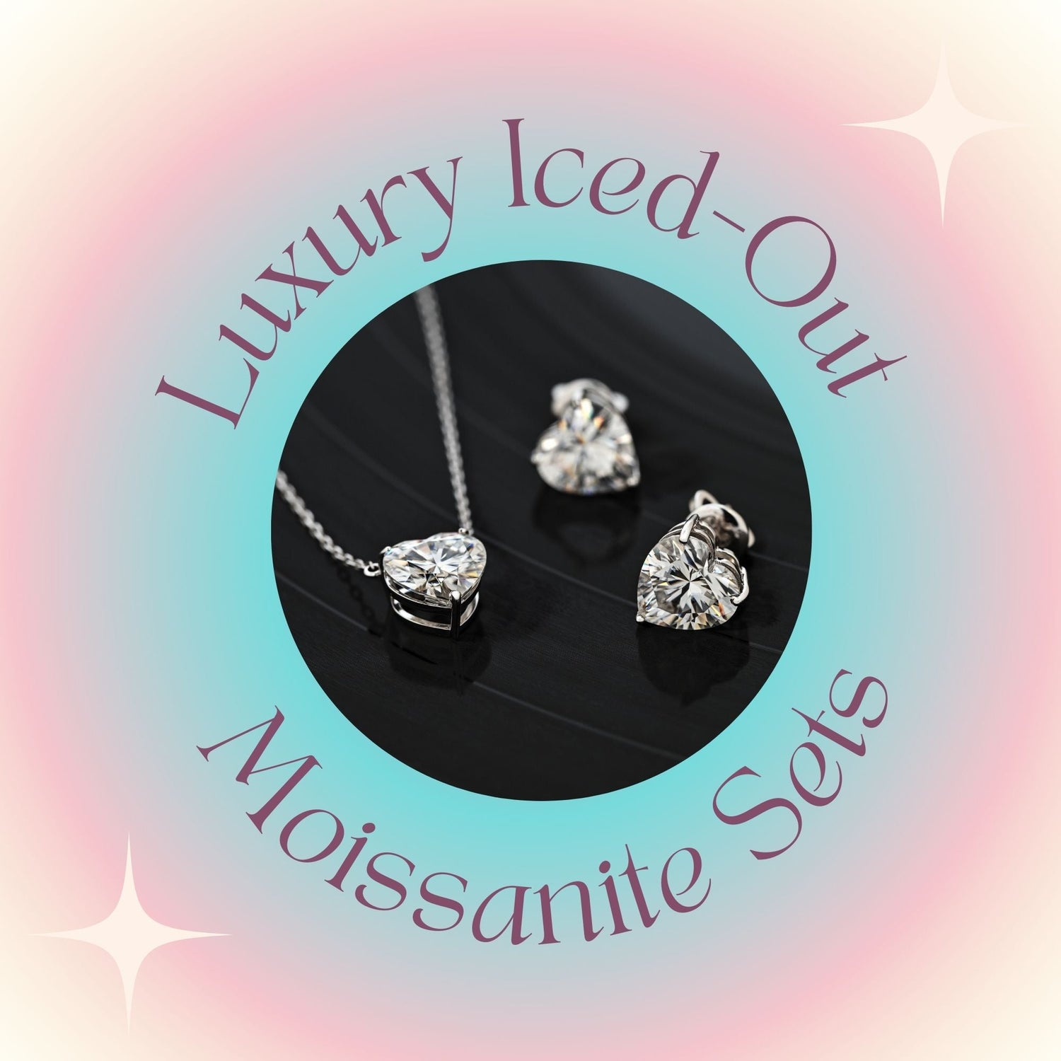 Luxury Iced-Out Moissanite Pendant & Earrings Sets
