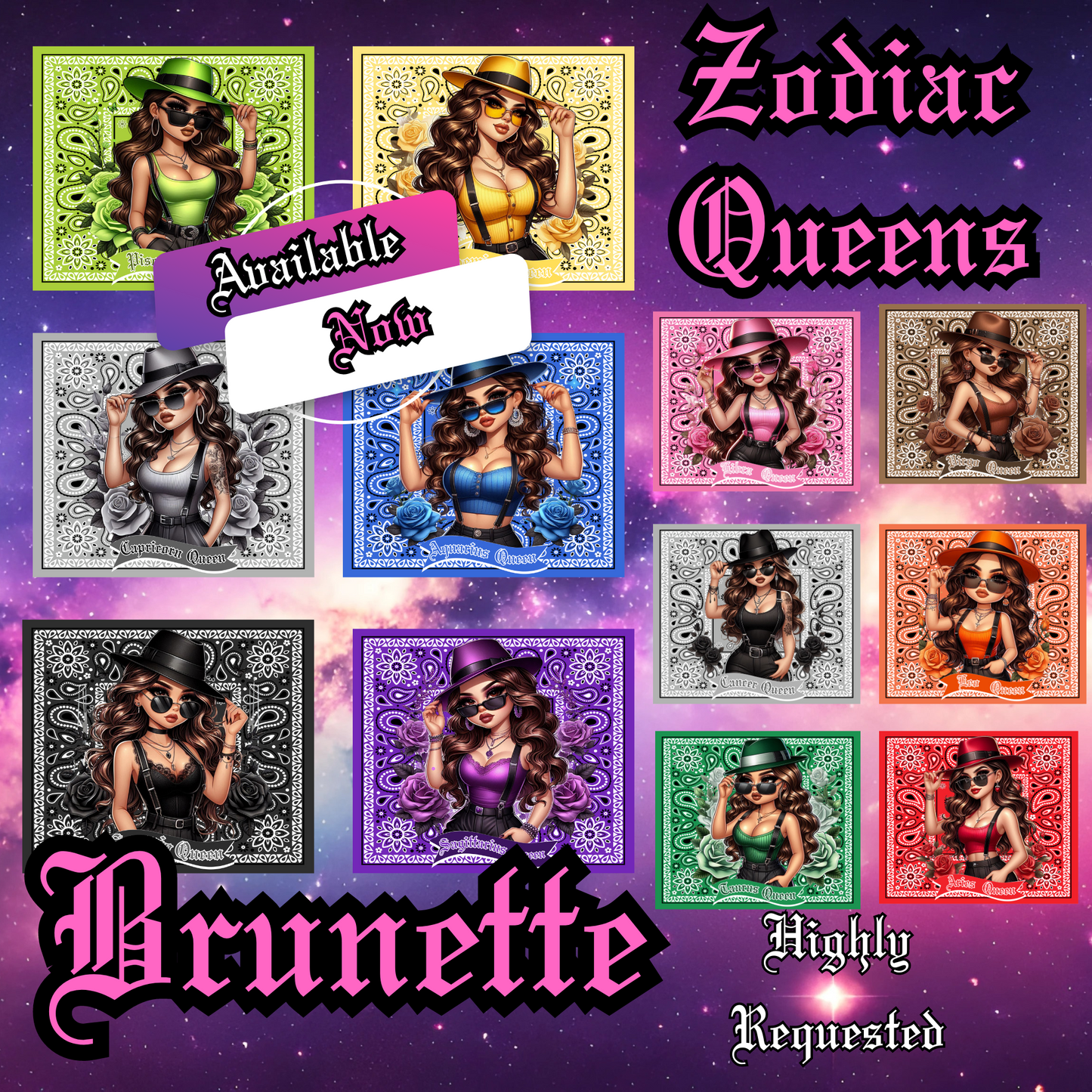 Zodiac Queen Chicana Style Brunette digital images