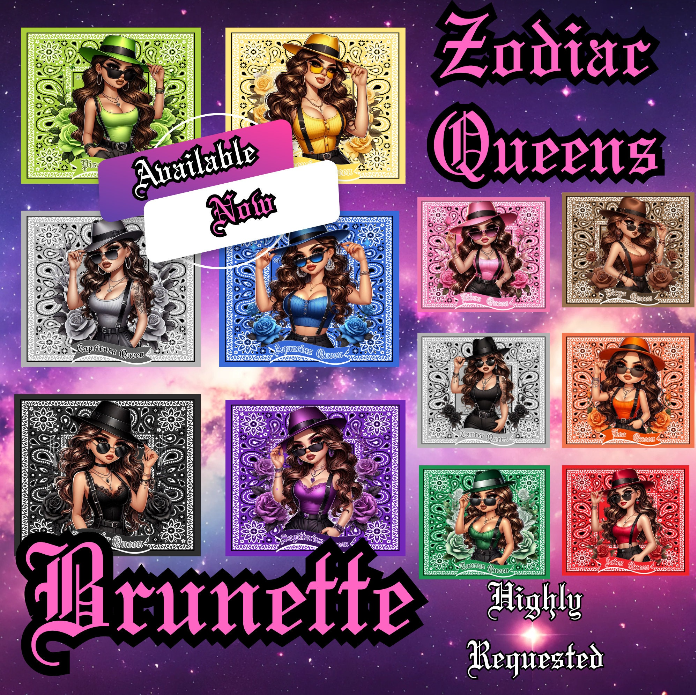 Zodiac Queen Chicana Style Brunette digital images (12 images)
