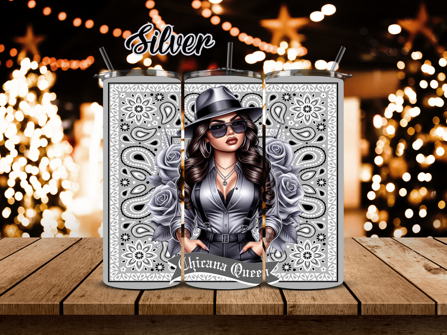 20oz NEW EDITION Chicana Queen, Stainless Steel Tumbler. For hot or cold drinks. Includes Lid and Straw