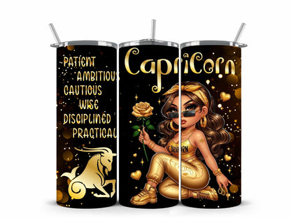 Chicana Golden Zodiac Tumblers