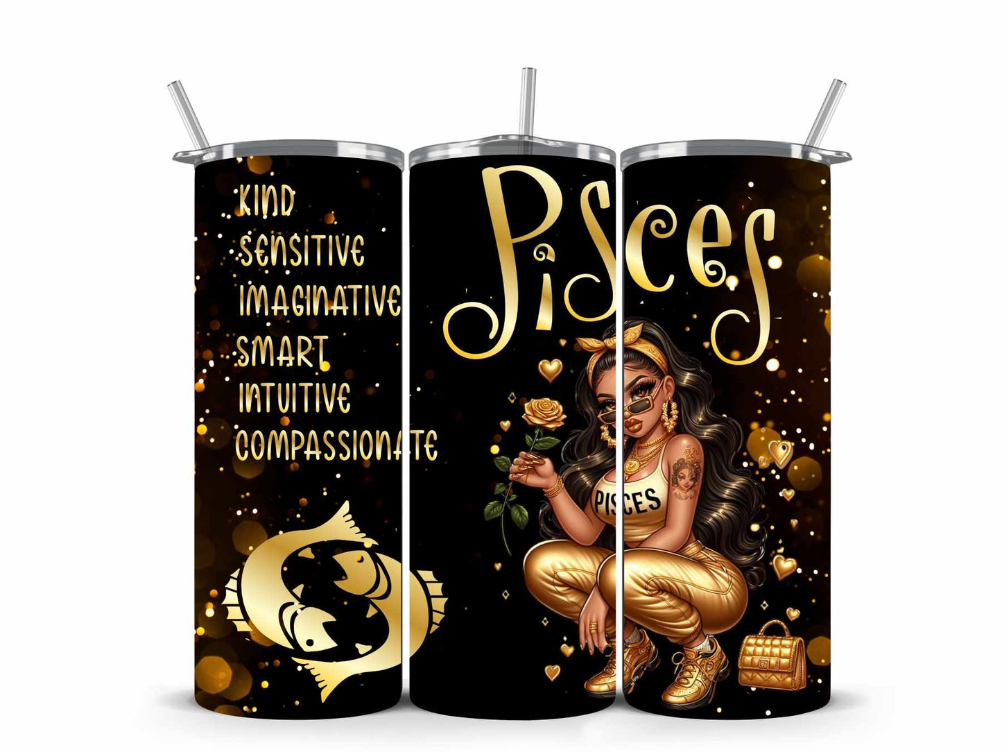 Chicana Golden Zodiac Tumblers