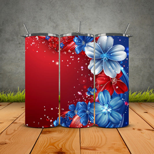 Fourth Of July Flowers Tumbler