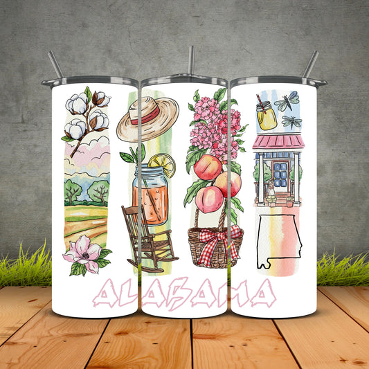 Alabama State Brushstroke 20oz Tumbler