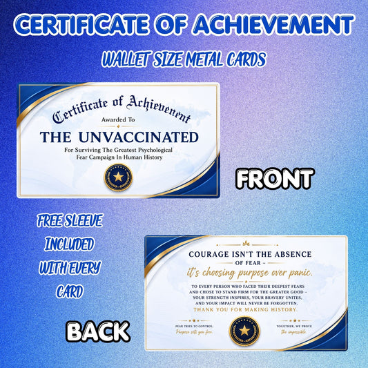 Certificate Of Achievement - Wallet Size Metal Cards