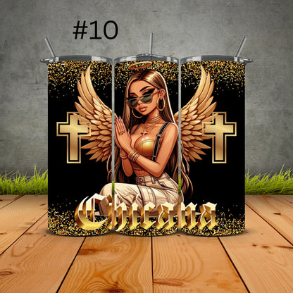 Chicana Golden Prayers Tumblers