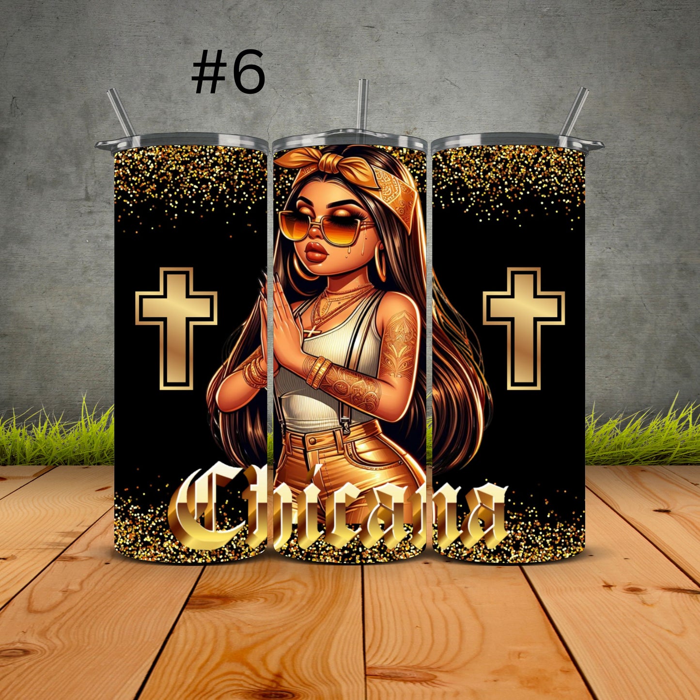 Chicana Golden Prayers Tumblers
