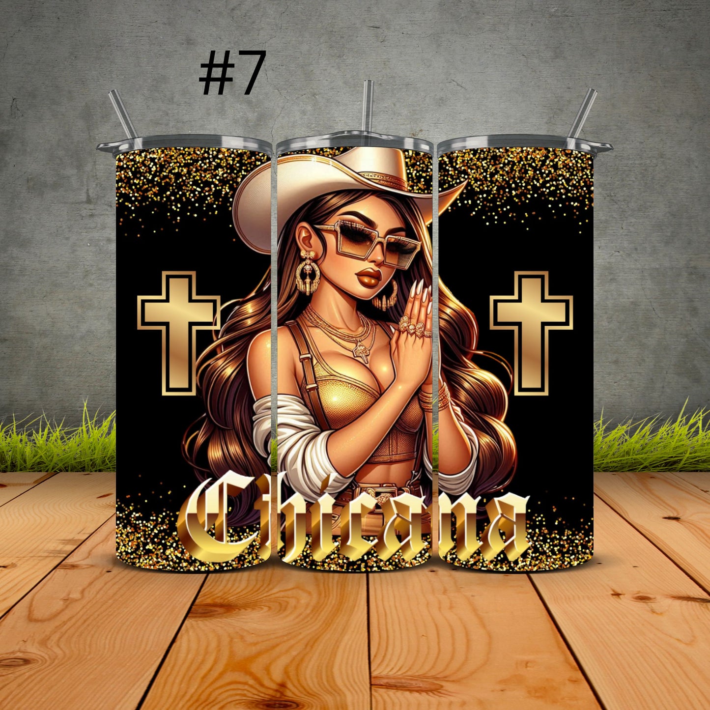 Chicana Golden Prayers Tumblers