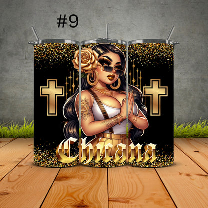 Chicana Golden Prayers Tumblers