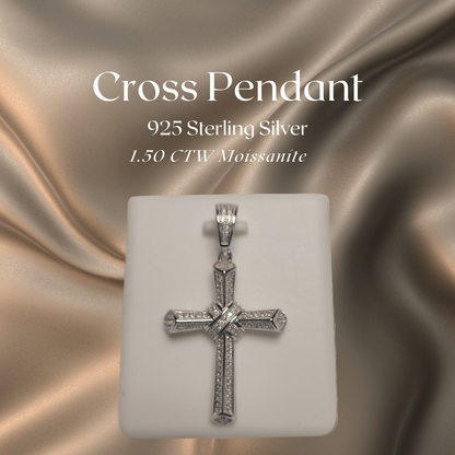 1.50 CTW Iced-Out Moissanite Cross Pendant in 925 Sterling Silver #5