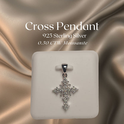 0.50 CTW Iced-Out Moissanite Cross Pendant in 925 Sterling Silver #6