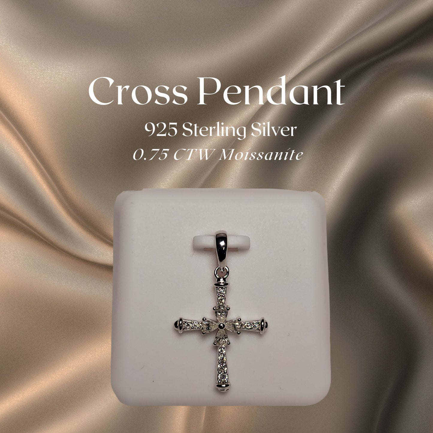 0.75CTW Iced-Out Moissanite Cross Pendant in 925 Sterling Silver #7