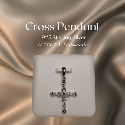 0.75CTW Iced-Out Moissanite Cross Pendant in 925 Sterling Silver #7