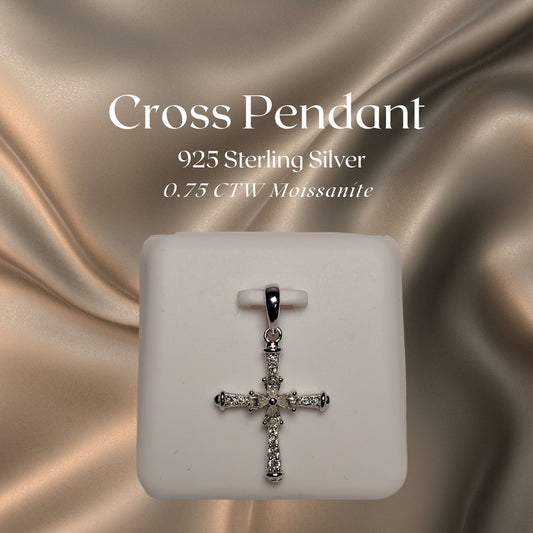 0.75CTW Iced-Out Moissanite Cross Pendant in 925 Sterling Silver #7