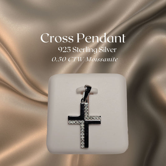 0.50 CTW Iced-Out Moissanite Cross Pendant in 925 Sterling Silver #8