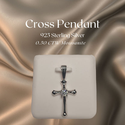 0.50 CTW Iced-Out Moissanite Cross Pendant in 925 Sterling Silver #1