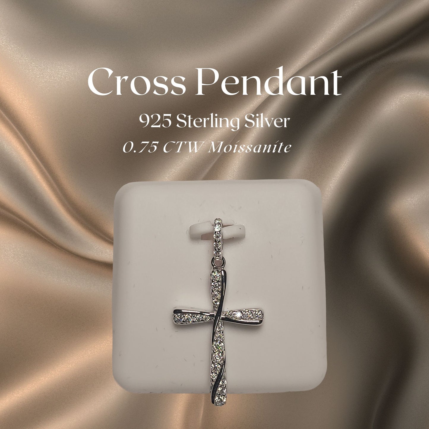 0.75 CTW Iced-Out Moissanite Cross Pendant in 925 Sterling Silver #3