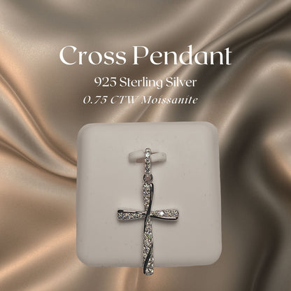 0.75 CTW Iced-Out Moissanite Cross Pendant in 925 Sterling Silver #3