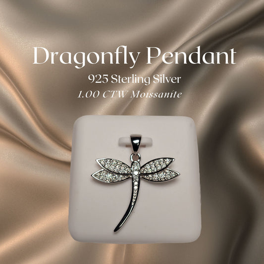 1.00 CTW Iced-Out Moissanite Dragonfly Pendant in 925 Sterling Silver