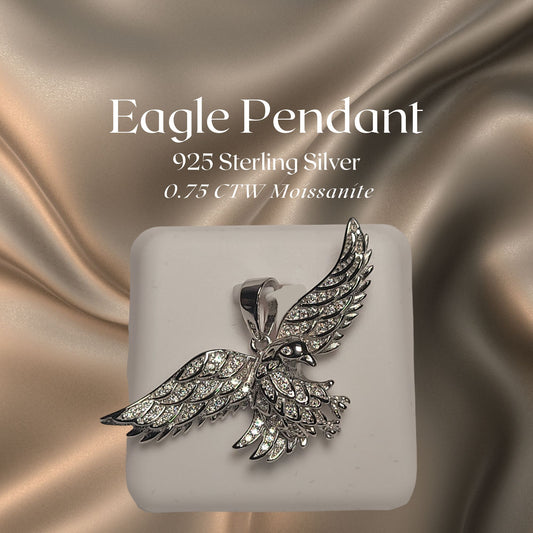 0.75 CTW Iced-Out Moissanite Eagle Pendant in 925 Sterling Silver
