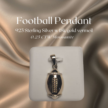 0.25 CTW Iced-Out Moissanite Football Pendant in 18k Gold Vermeil #2