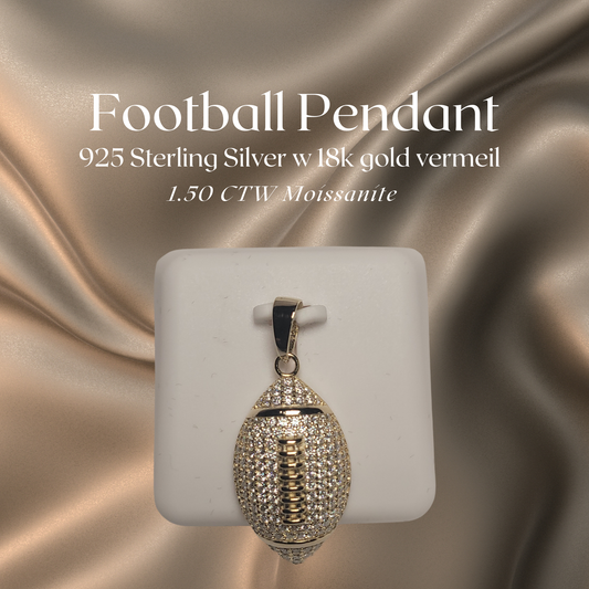 1.50 CTW Iced-Out Moissanite Football Pendant in 18k Gold Vermeil #1