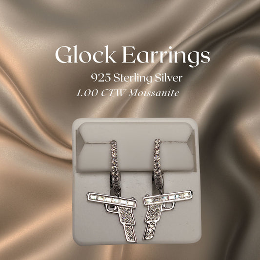 1.00 CTW Iced-Out Moissanite Glock Earrings in 925 Sterling Silver