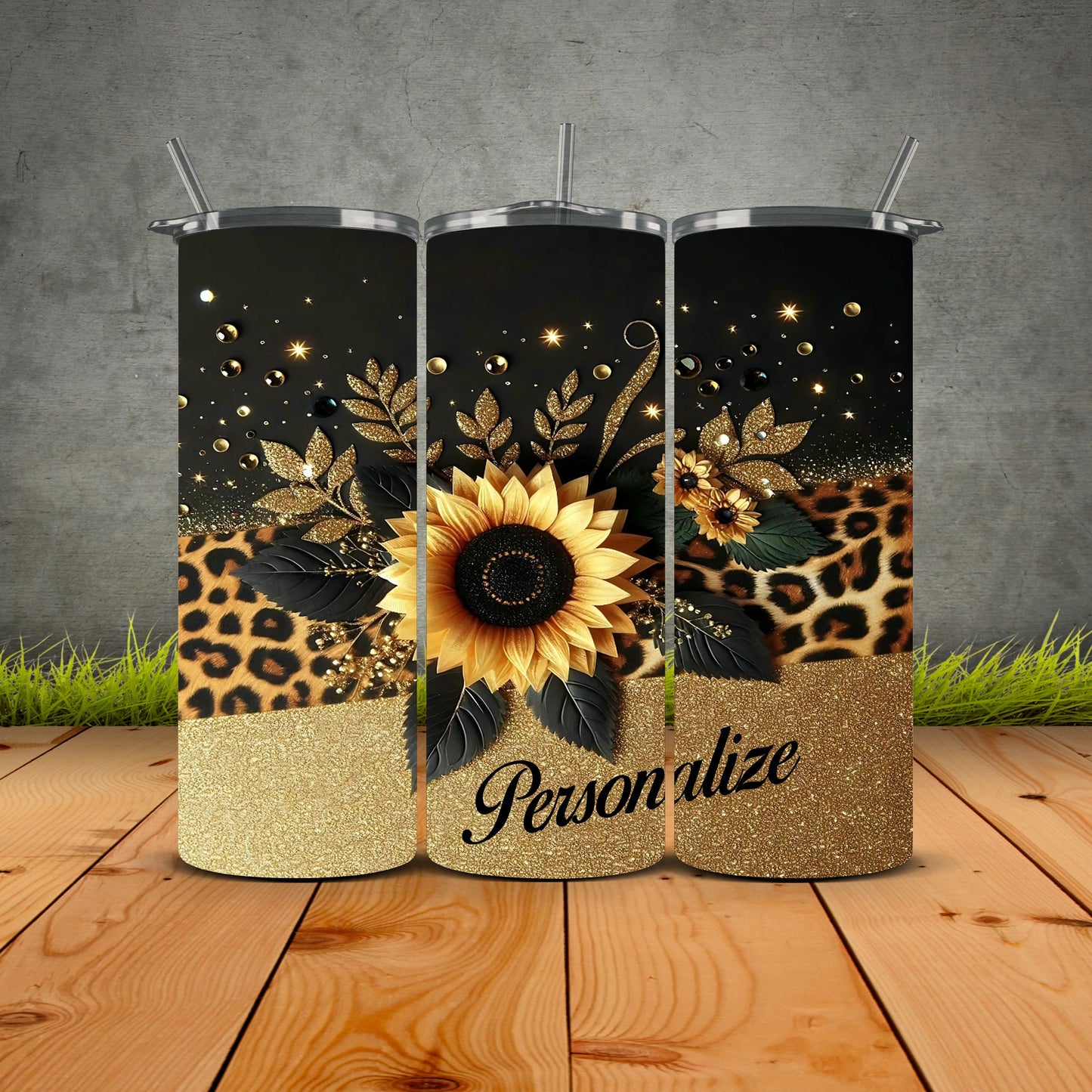 Golden Sunflower Personalized Tumbler