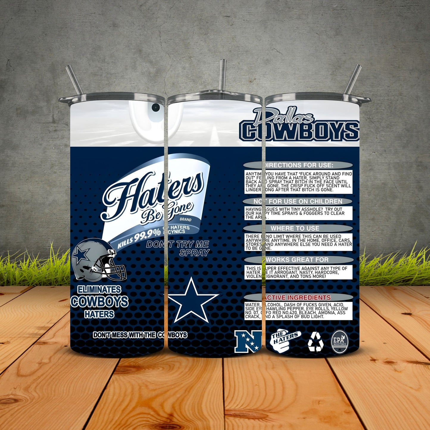 Haters be Gone Football Tumblers