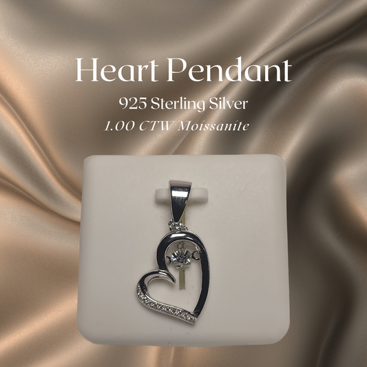 1.00 CTW Iced-Out Moissanite Heart Pendant in 925 Sterling Silver #2