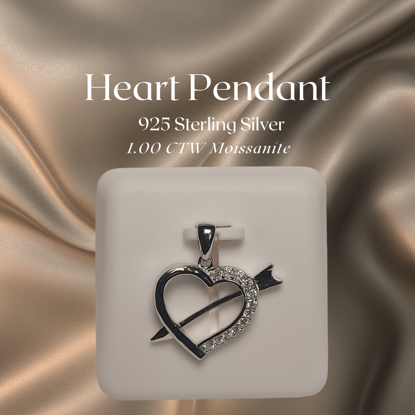 1.00 CTW Iced-Out Moissanite Heart Pendant in 925 Sterling Silver #4