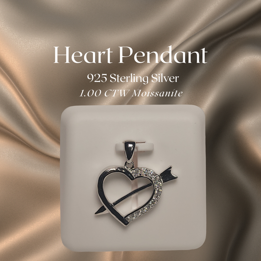 1.00 CTW Iced-Out Moissanite Heart Pendant in 925 Sterling Silver #4