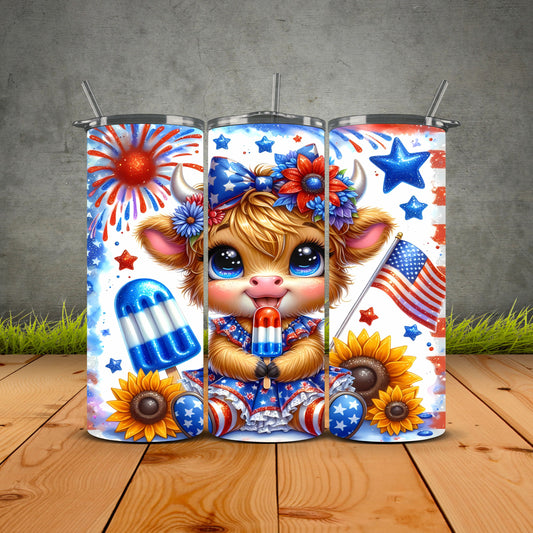 Highland Cow Firecracker Tumbler
