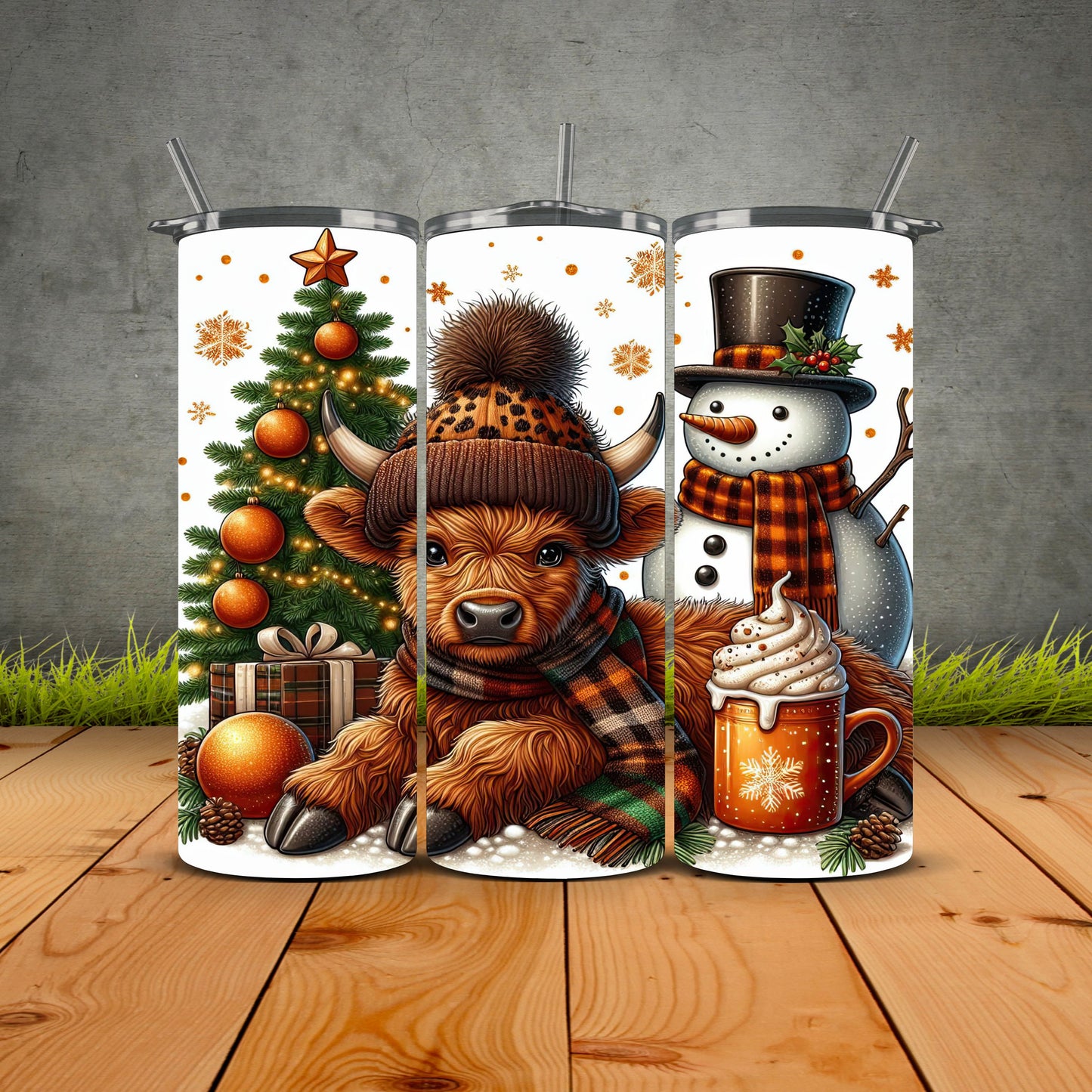 Highland Cow Christmas Tumbler