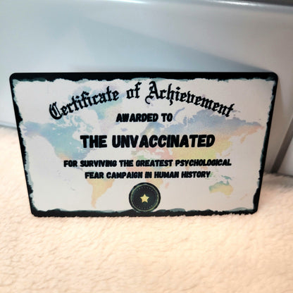 Funny Unvaccinated Certificate Of Achievement (Set of 2 Business Size Cards)