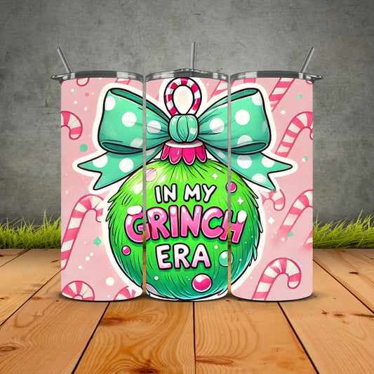 In My Grinch Era Pink Christmas Tumbler